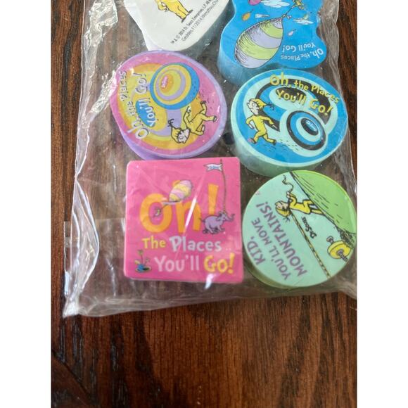 Dr Seuss Giant Erasers 6ct. Oh the Places You’ll Go Lorax Pink Blue School - Picture 2 of 9